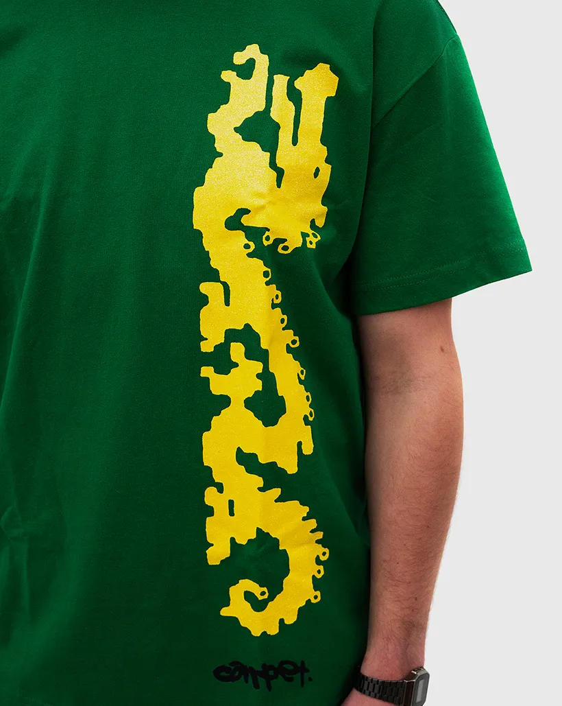Comfortable Elastic Lace Edge Band Smoke Carpet Dragon Shirt - Green