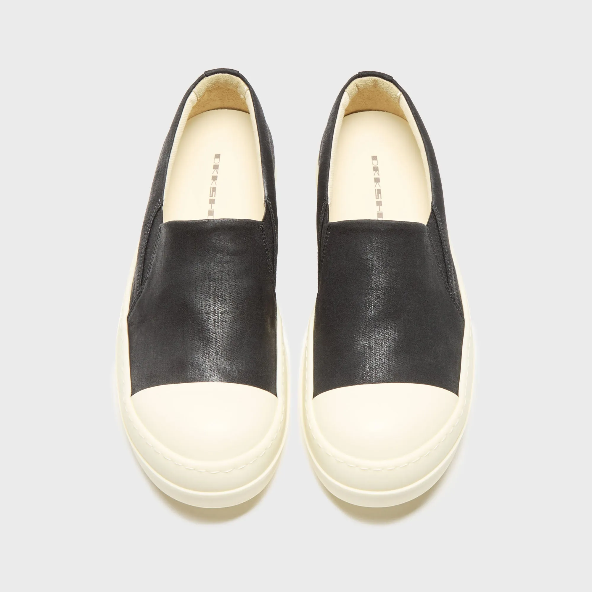 Rick Owens Boat Sneaks Scarpe - Denim Black / Milk / Milk Comfortable Insole"