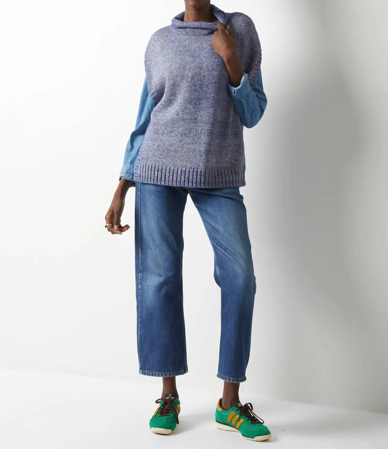 Mouline Poncho En Bleu Marine