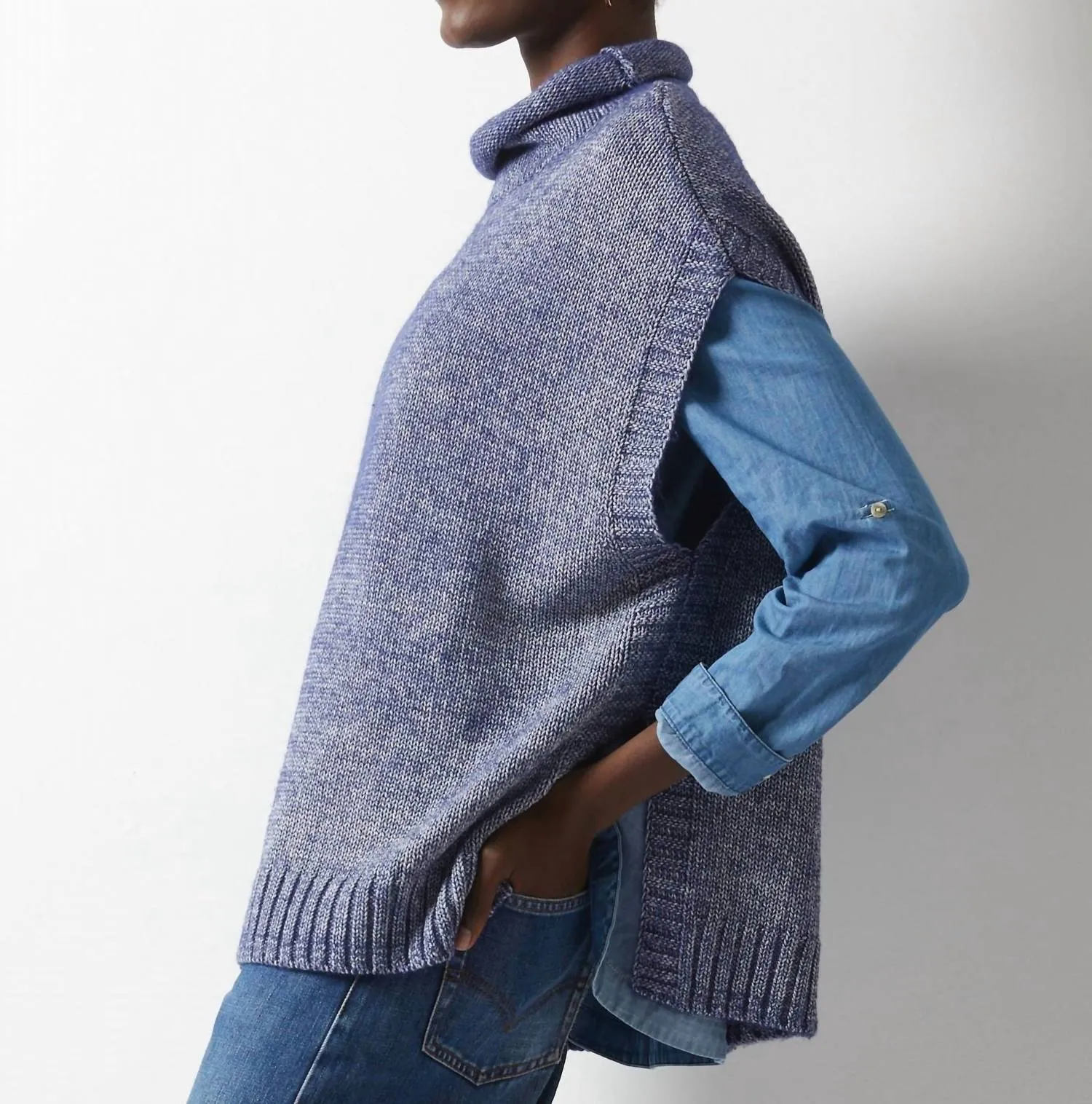 Mouline Poncho En Bleu Marine