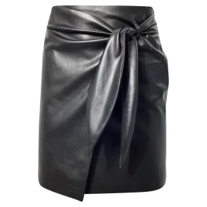 Nanushka Jupe Iowa en Simili Cuir Noir Végétalien