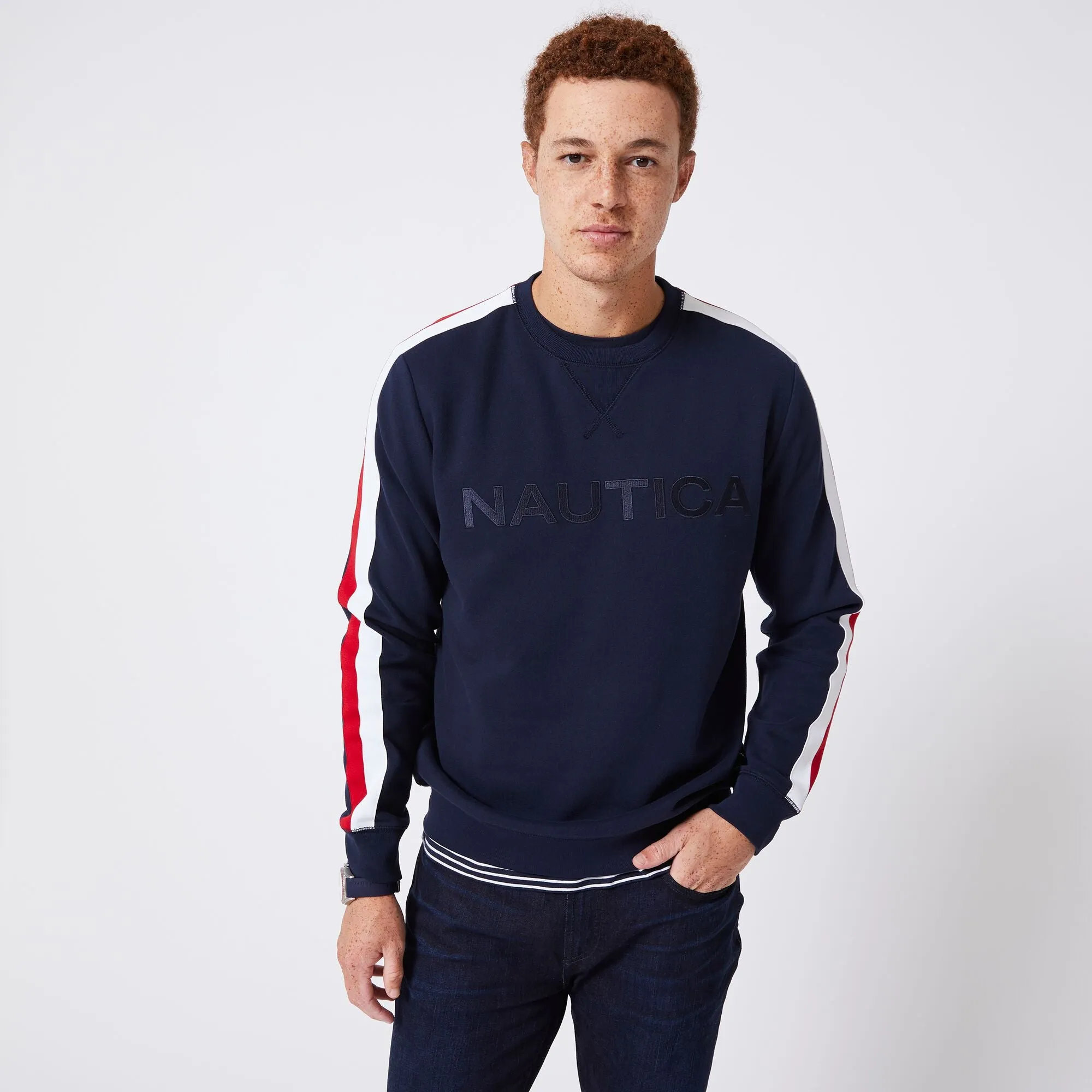 Nautica Sweat à capuche en polaire avec logo pour hommes grandes tailles