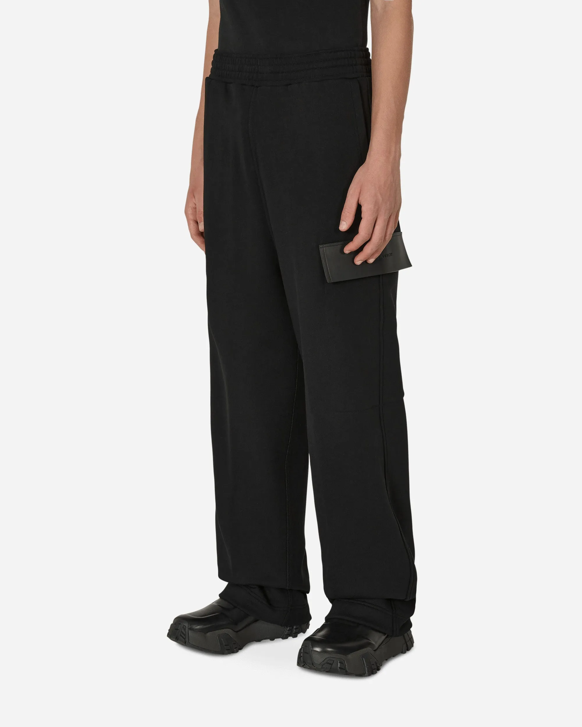 Gussets Breathable Mesh Panel Oversized Sweatpants Black