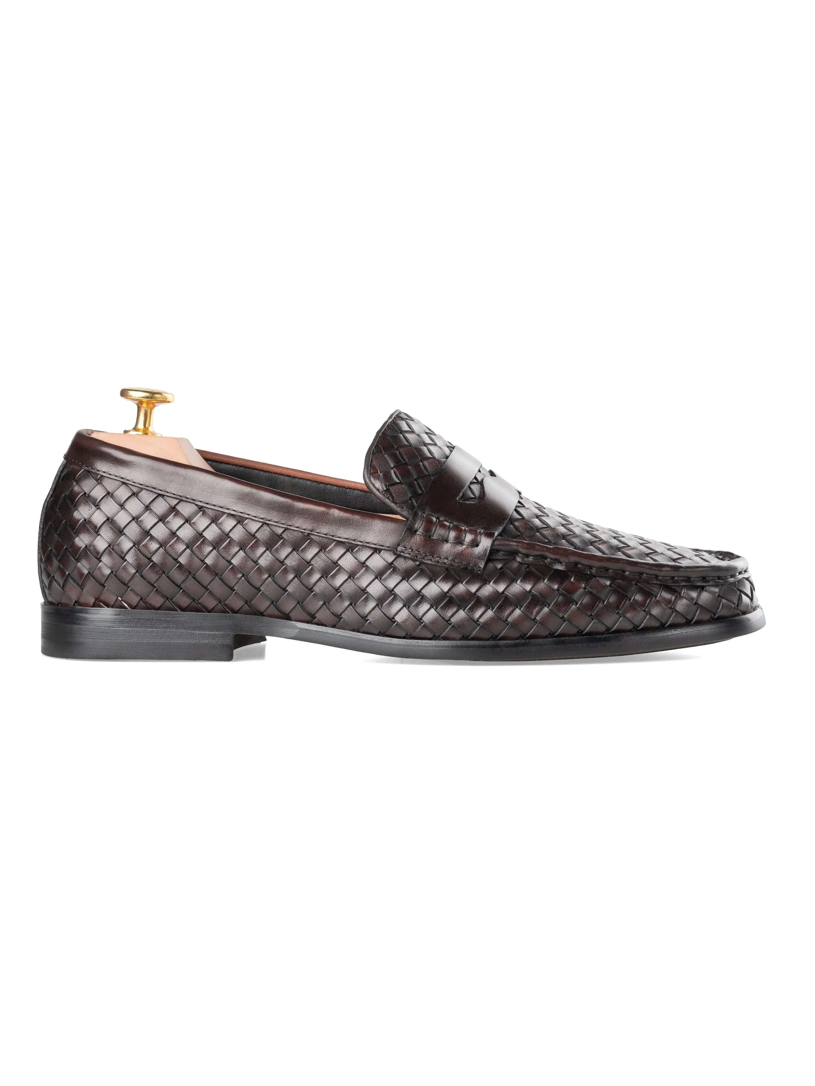 Marco Penny Loafer - Coffee Woven Leather Own the Streets Define Your Own Way