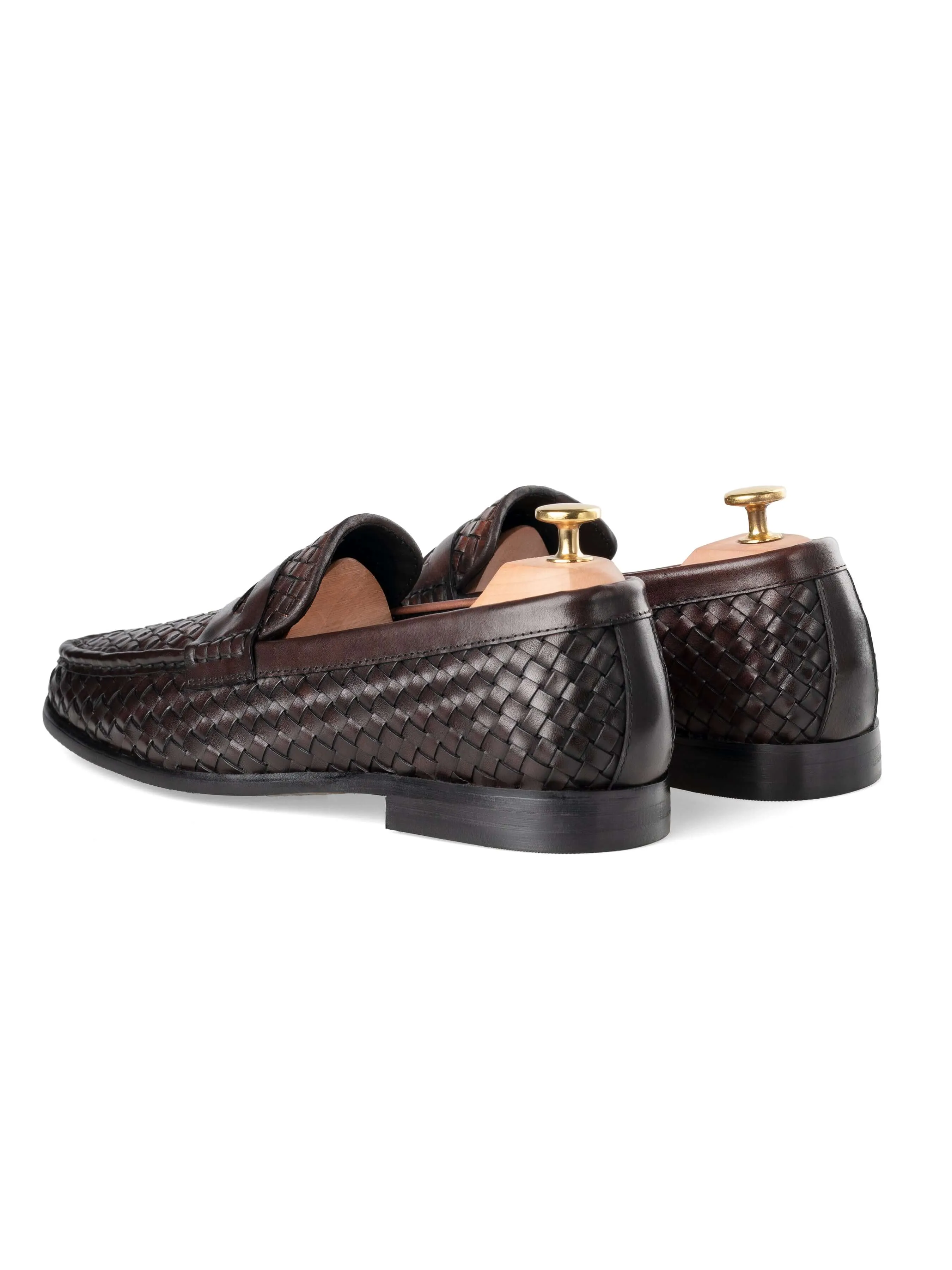 Break Boundaries Be Unstoppable Marco Penny Loafer - Coffee Woven Leather