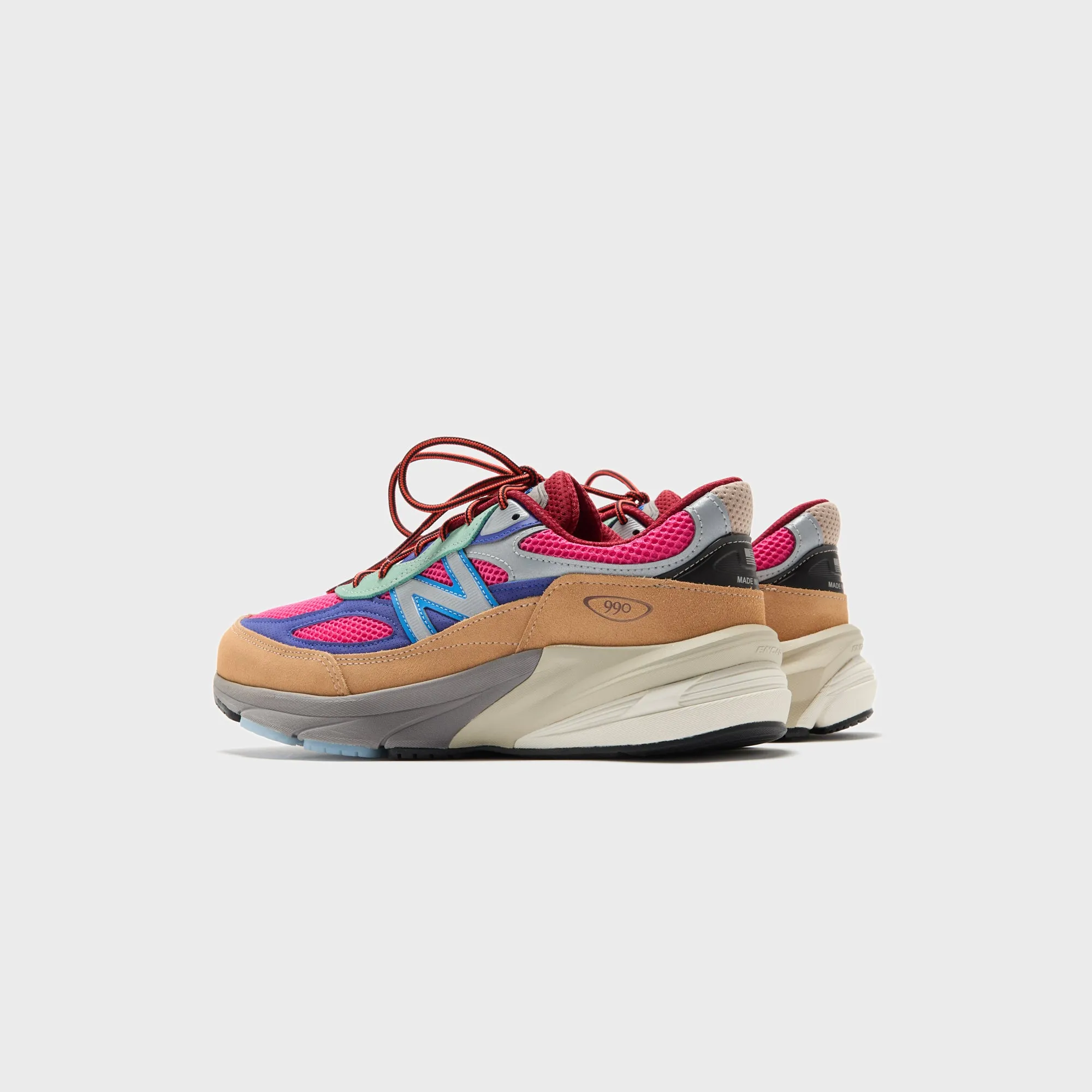 New Balance X Action Bronson 990V6 - Hi-Pink / Royal Blue No Tie Laces