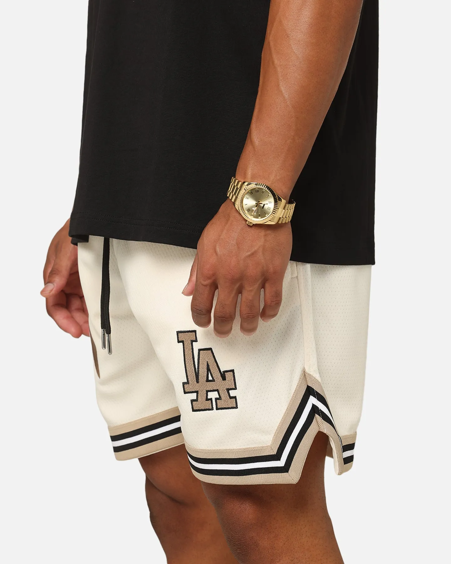 New Era Los Angeles Dodgers Shorts en Maille Beige Clair