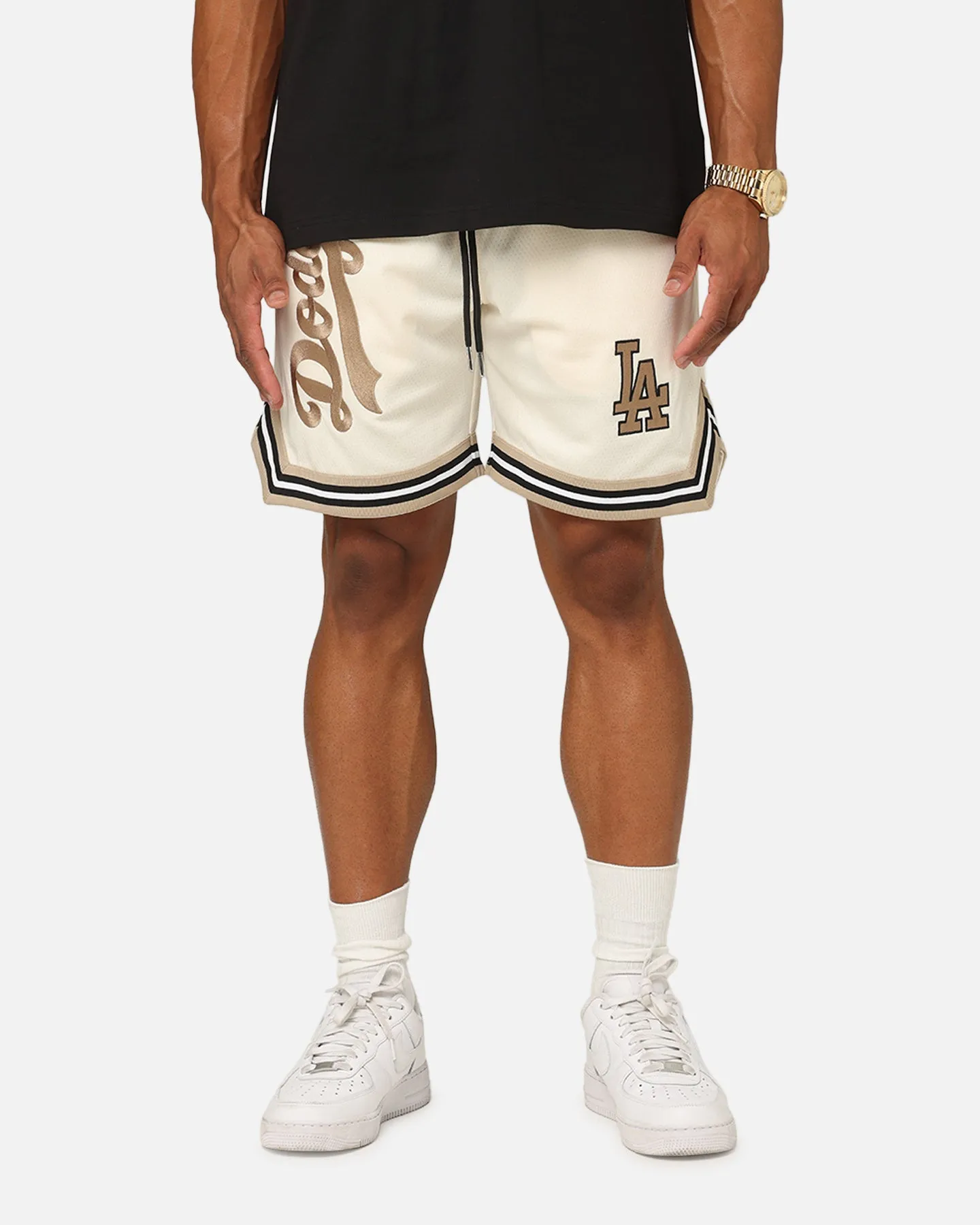 New Era Los Angeles Dodgers Shorts en Maille Beige Clair