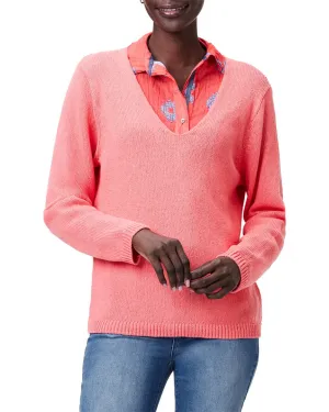 Pull en coton cordé doux NIC ZOE à col en V