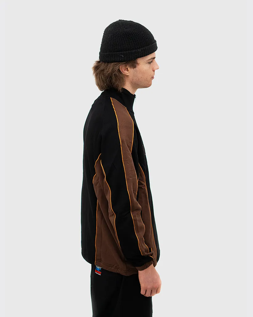 Butter Goods Outline Zip Thru Jacket - Black/Chocolate Comfortable Hem Width Easy - Open Closure