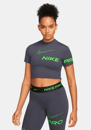 Nike Pro Women'S Dri-Fit Cropped Training Top Comfortable Shoulder Fit Soft Ankle Muscles