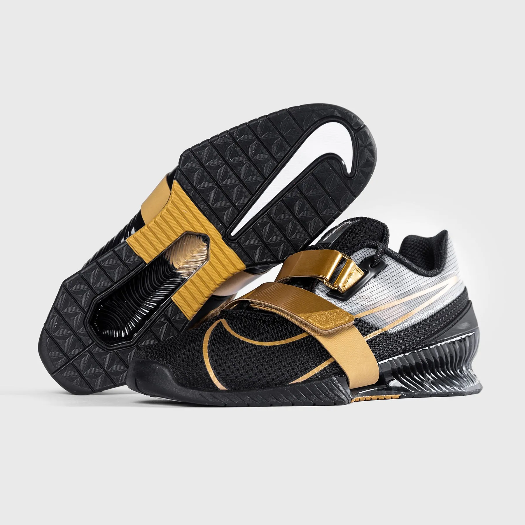 Nike - Romaleos 4 Weightlifting Shoes - Black/Metallic Gold-White Comfortable And Soft Upper