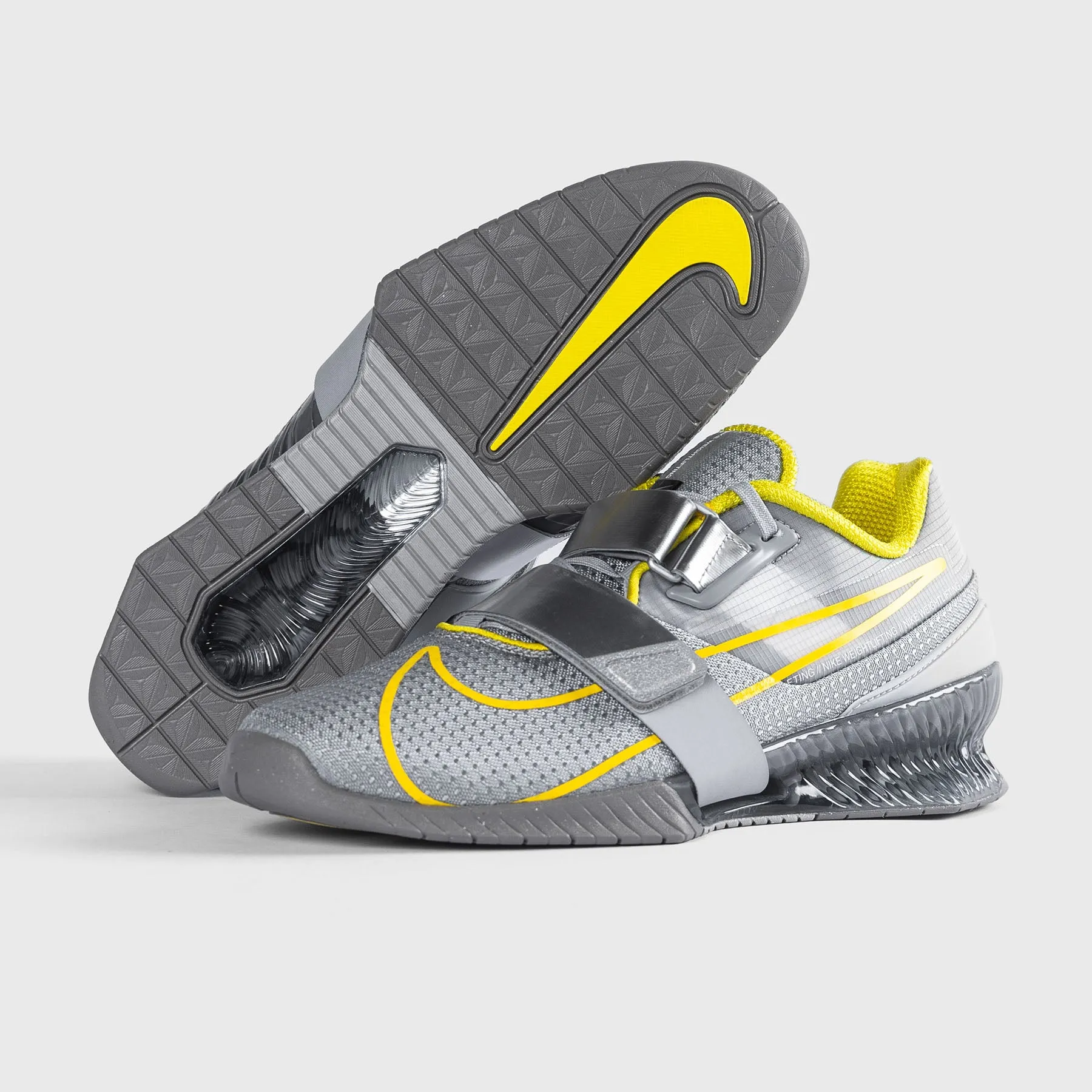 Functional Technology Sweatproof Feature Nike - Romaleos 4 Weightlifting Shoes - Wolf Grey/Lightening-Black-Metallic Silver