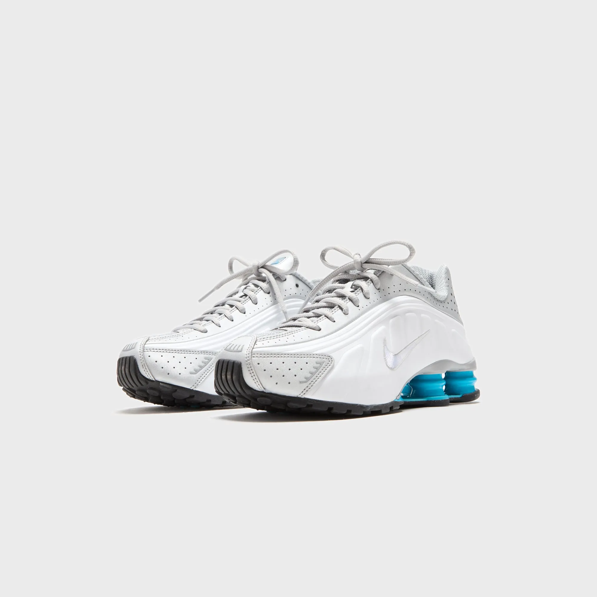 Nike Shox R4 - Metallic Silver / White / Blue Lagoon Durable Straps Straps