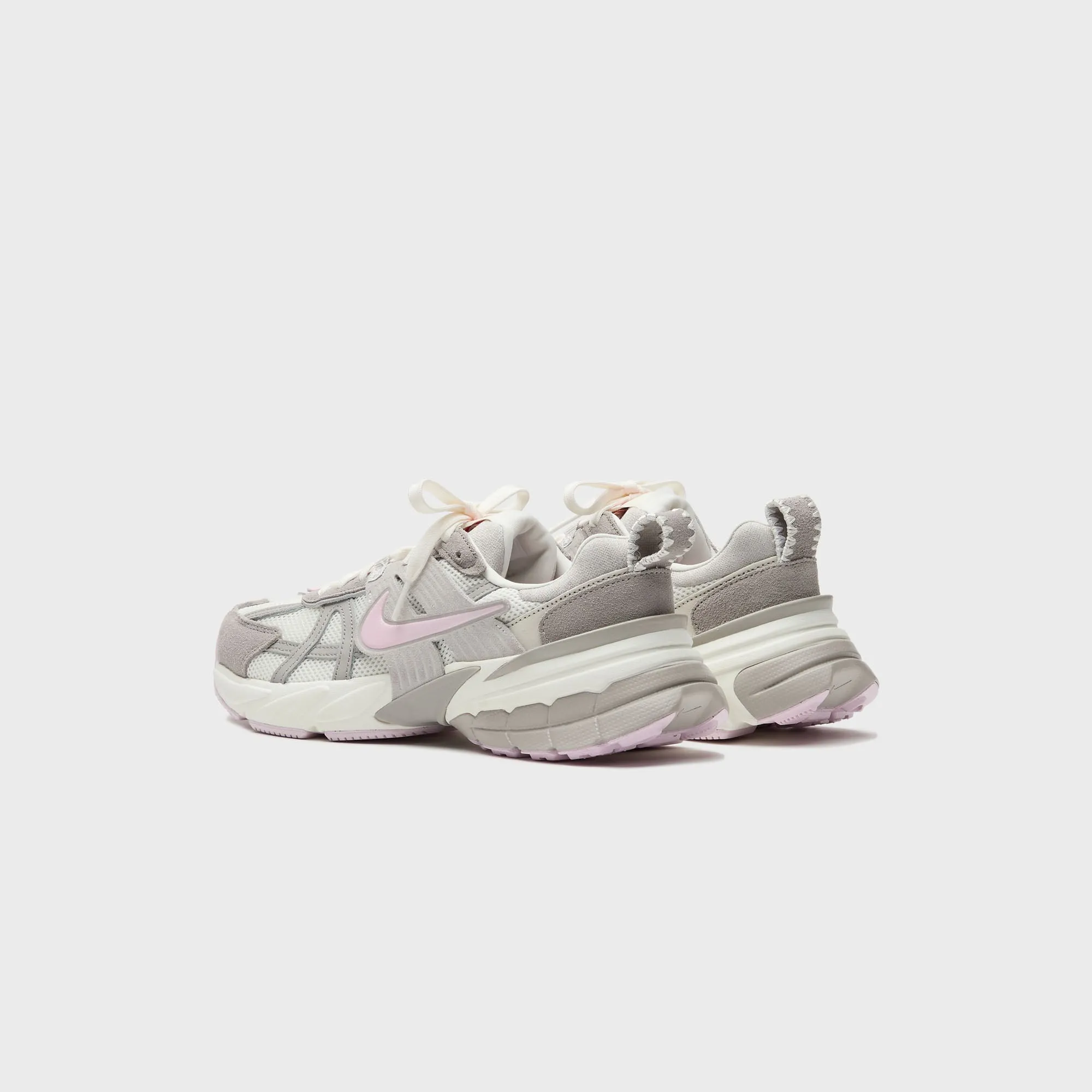 Nike Wmns V2K Run - Sail / Pink Foam / College Grey Solid Color Straps Heels Diamond - Shaped Design