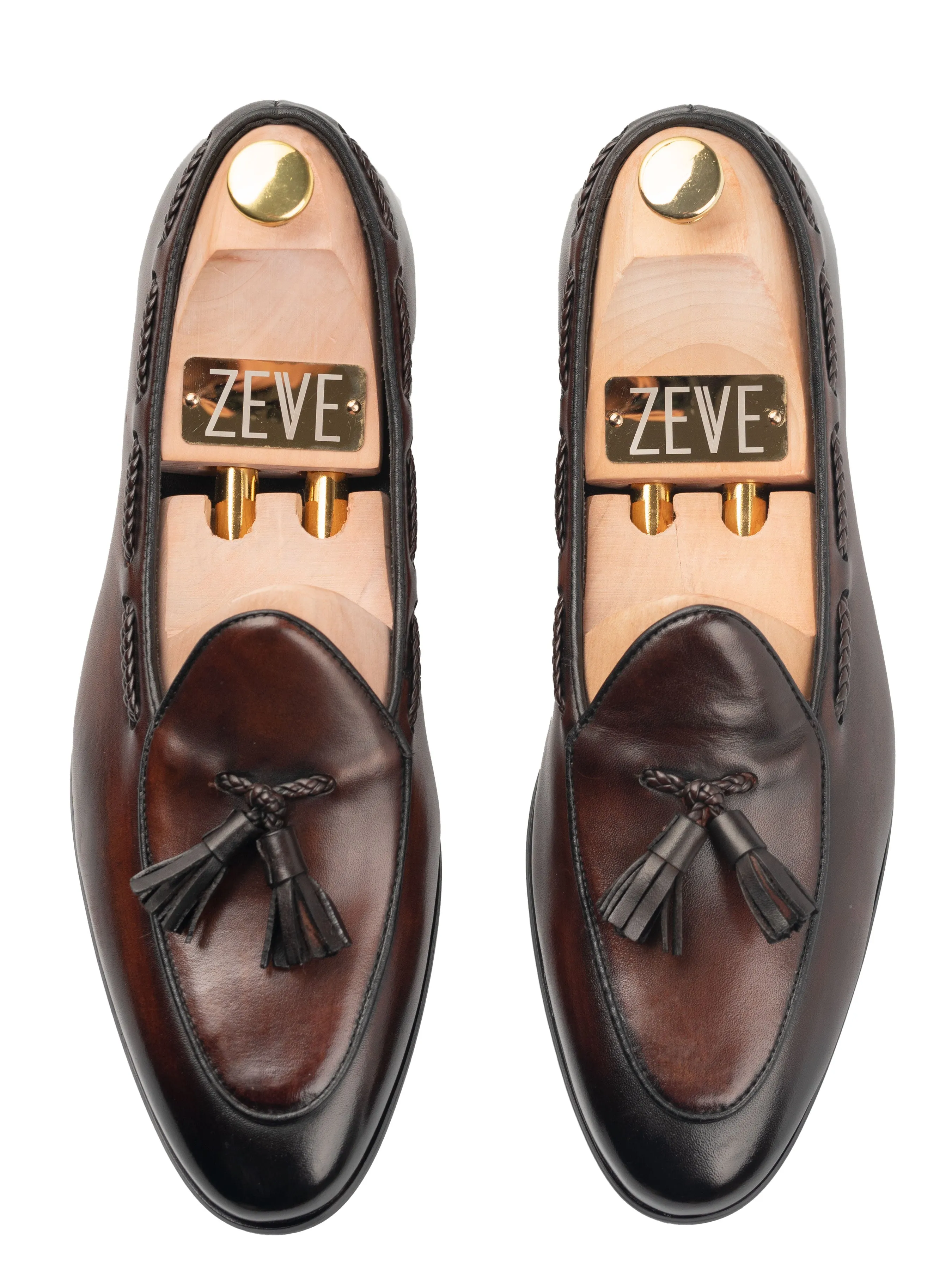 Noel Belgian Loafer Tassel - Dark Brown (Hand Painted Patina) Steal
