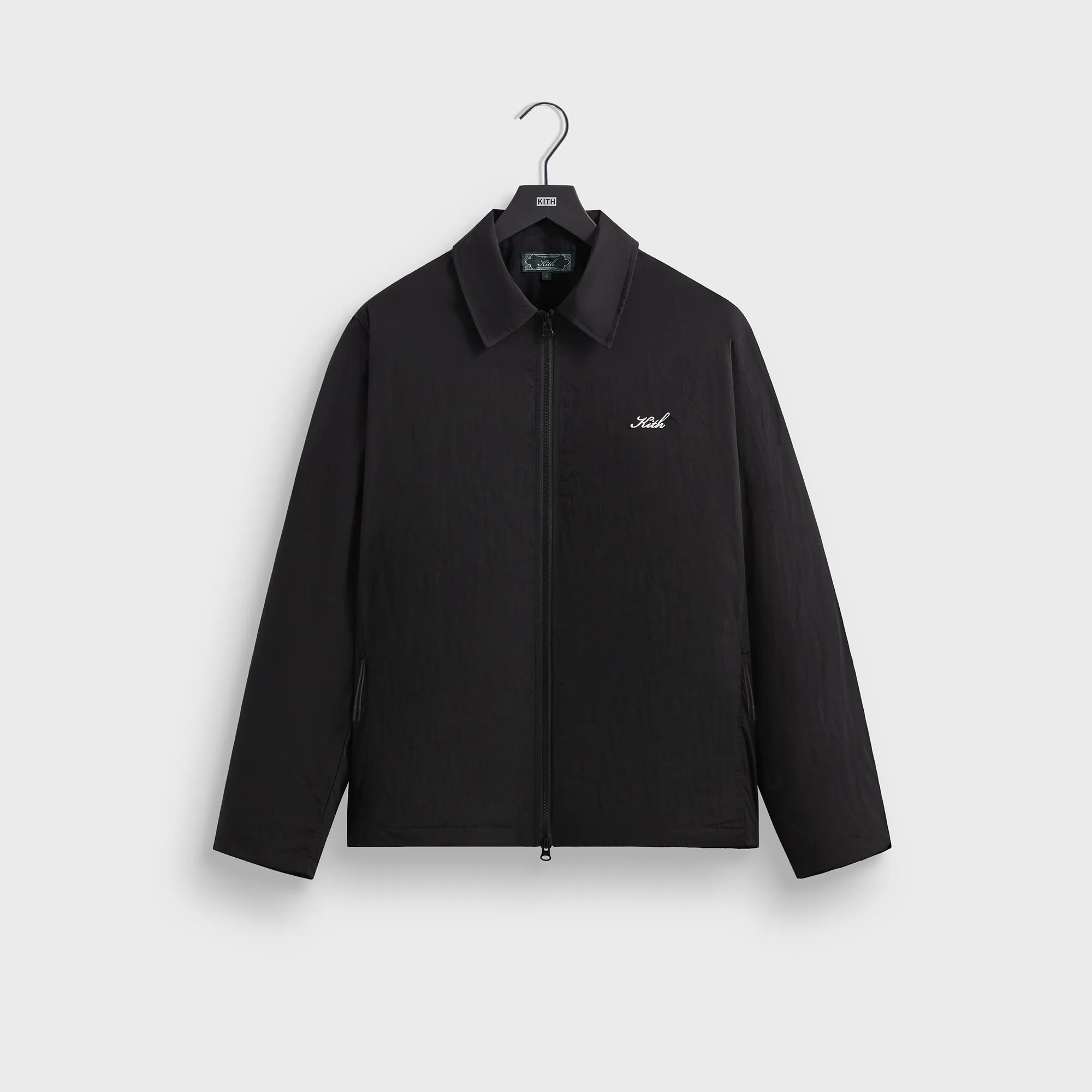 Kith Wrinkle Nylon Jonas Coaches Jacket - Black Backpacking Soft Sleeve Length