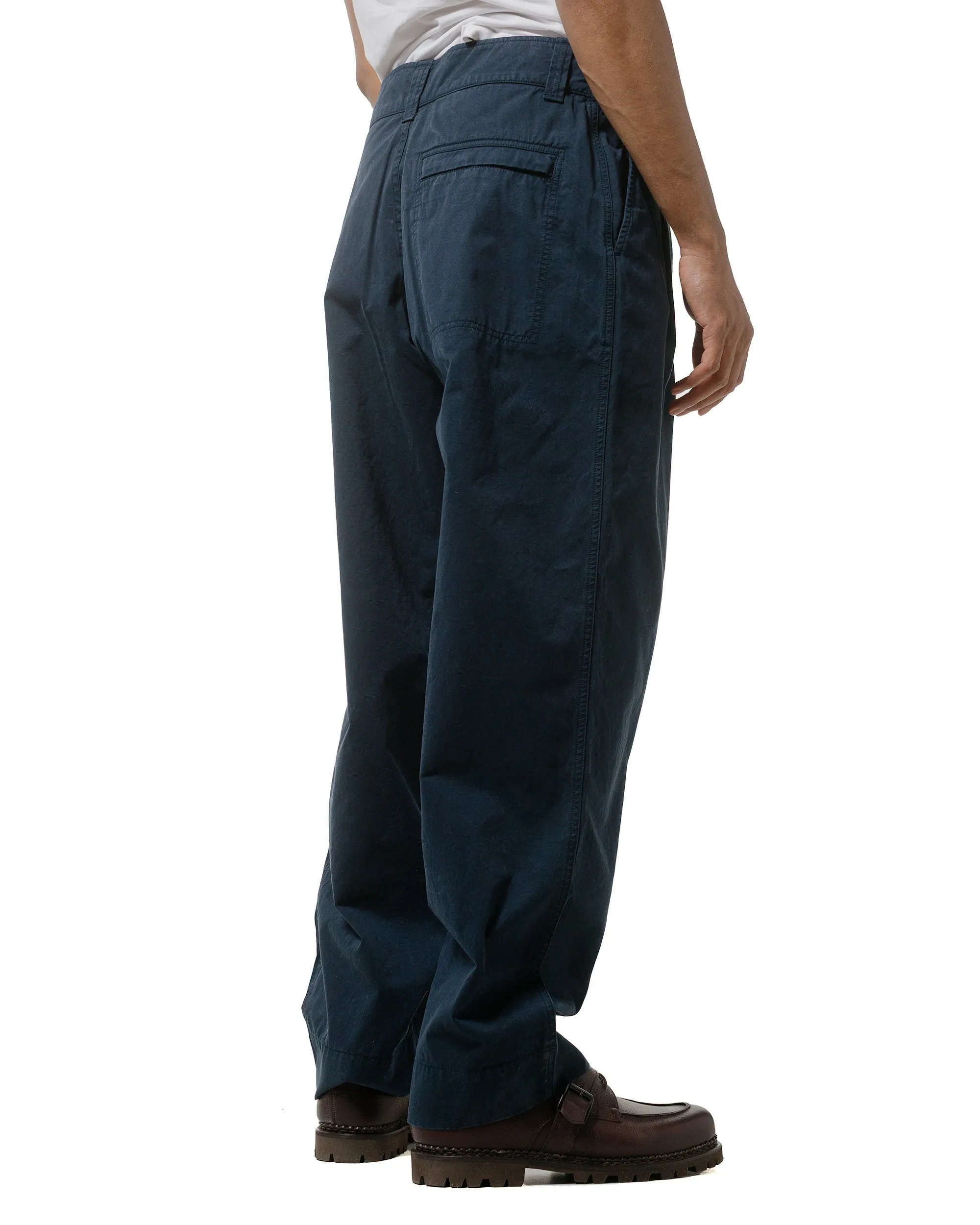 Bit Mhl Stitch Pleat Trouser Tough Cotton Twill Dark Ink