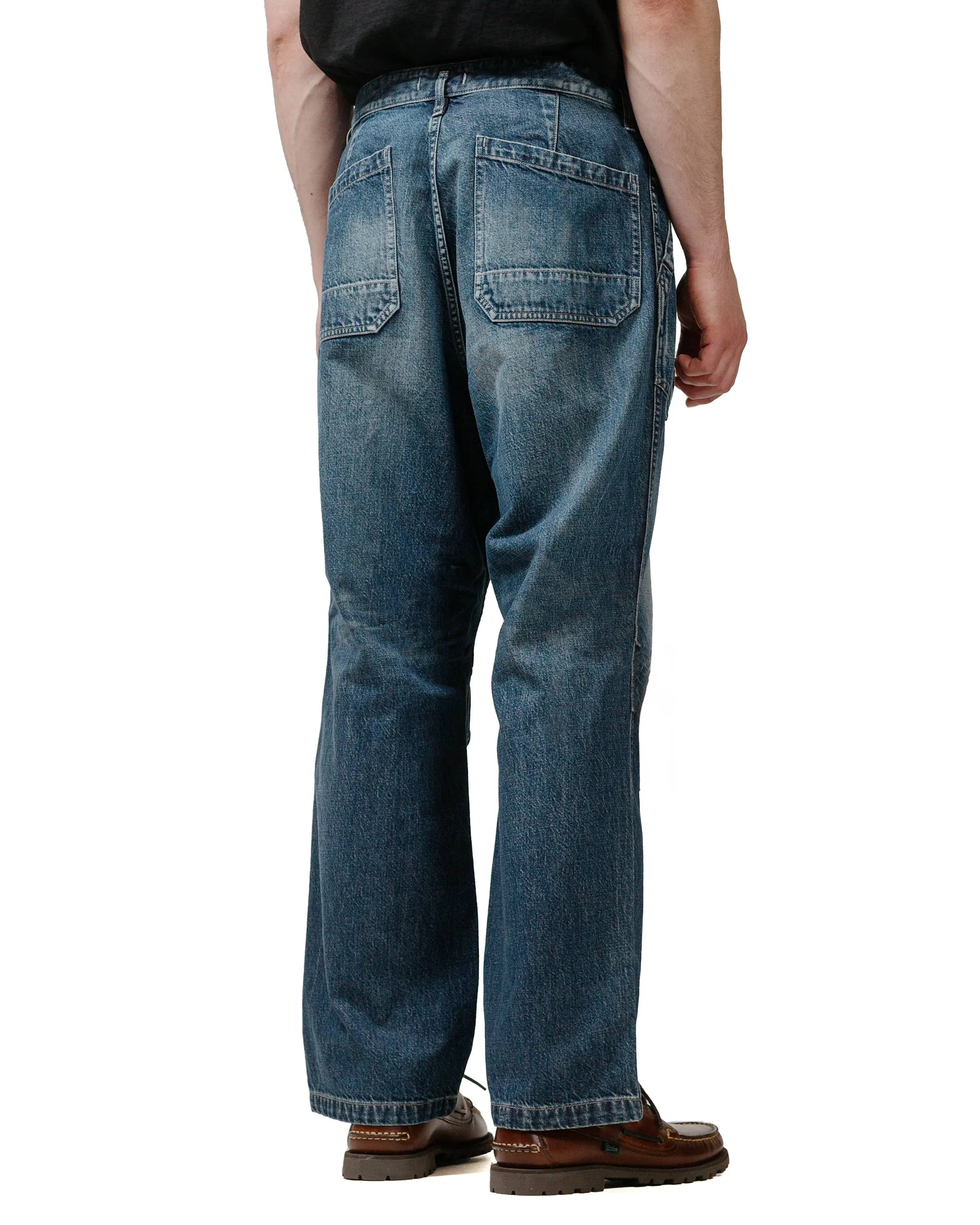 Comfortable Elastic Edge Short Drawstring Nonnative Rancher Trousers Cotton 10Oz Denim Vintage Wash Indigo