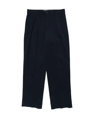 Norse Projects Benn Relaxed Cotton Wool Twill Pleated Trouser Dark Navy Buttoned Waistbands