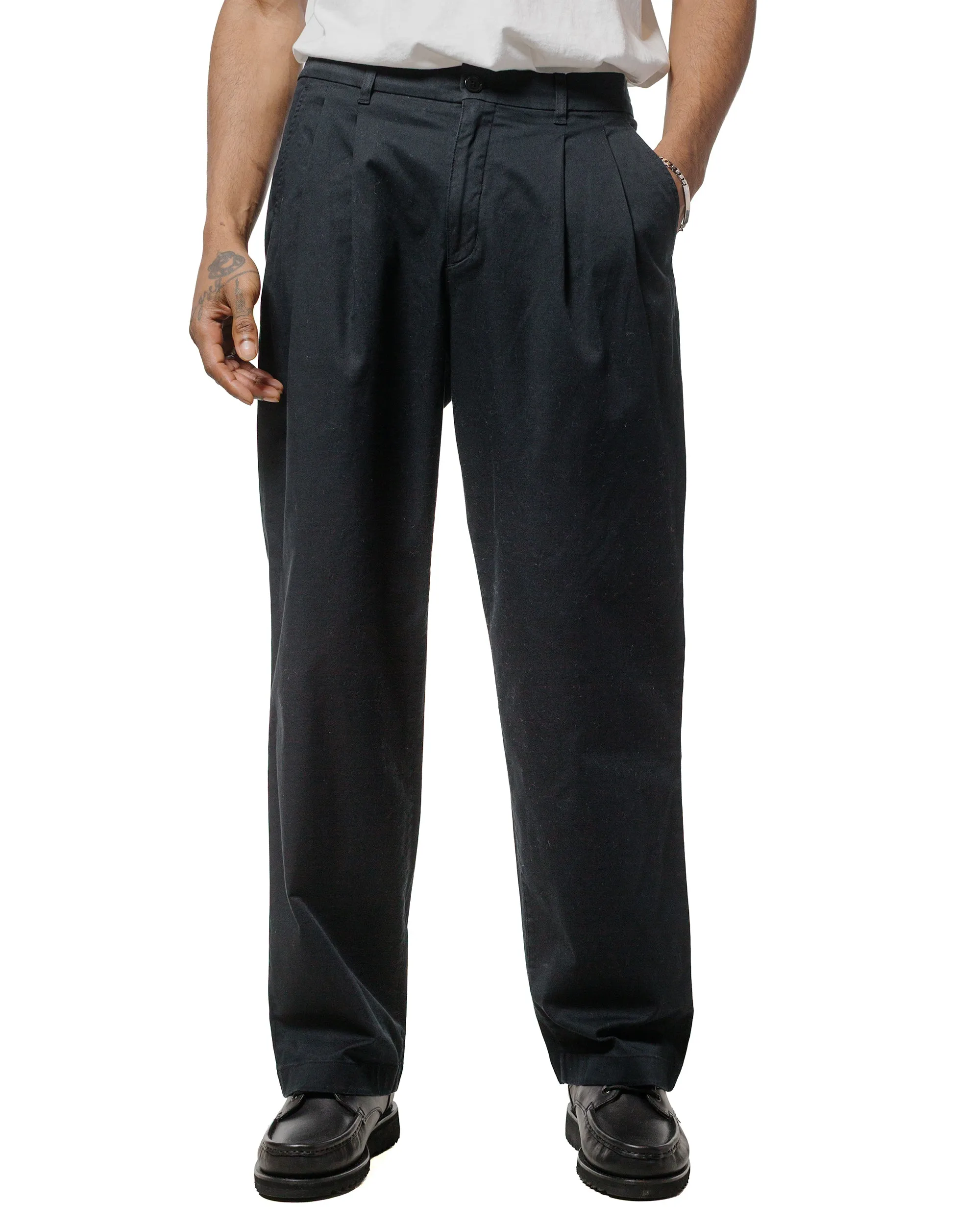 Soft Ankle Muscles Norse Projects Benn Relaxed Twill Pleated Trouser Black