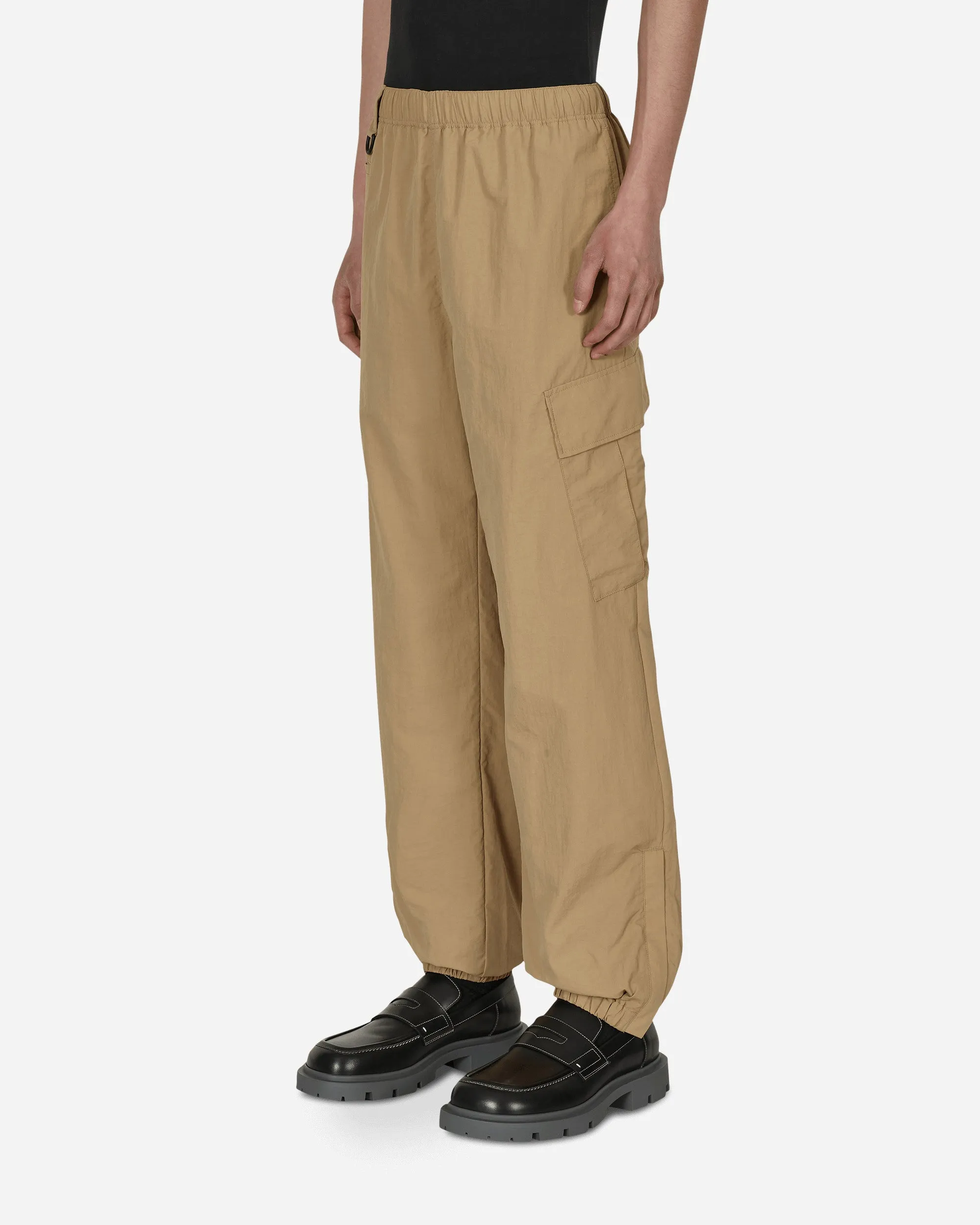 Pattern Mixing Nylon Cargo Pants Beige