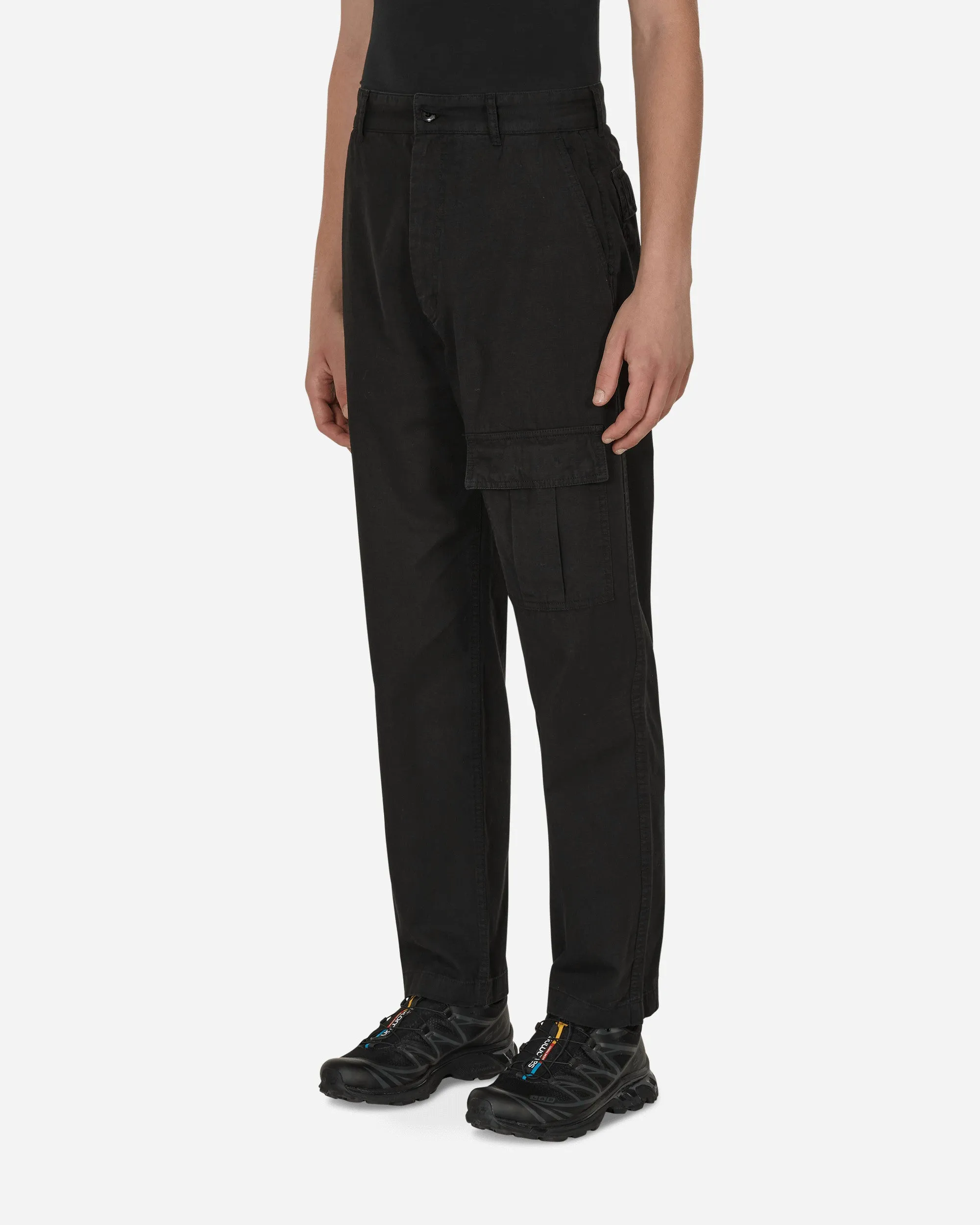 Washable Parts Embroidered Cargo Pants Black