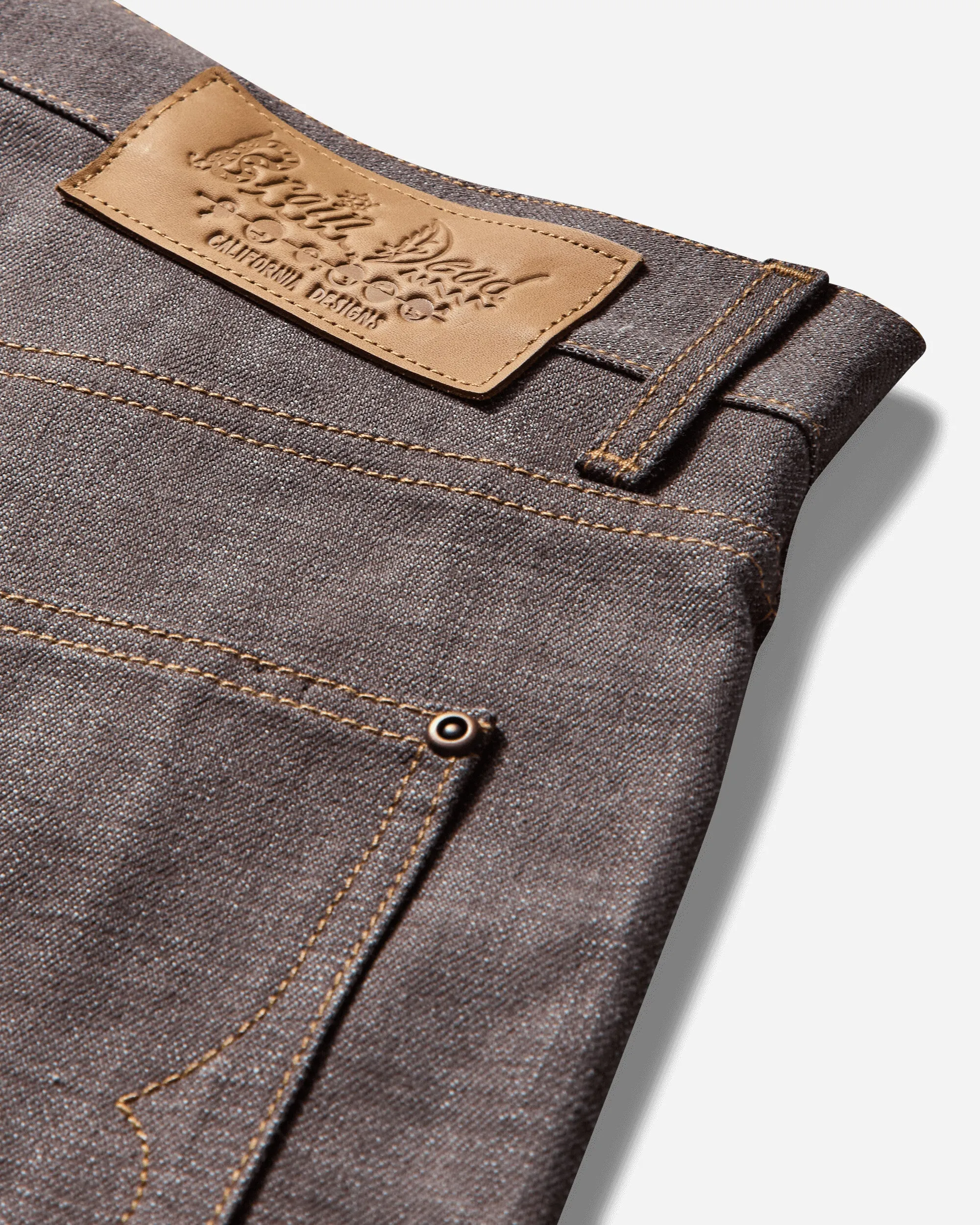 Engraved Design Men'S Type 00 14.5Oz Selvedge Denim Pants Brown