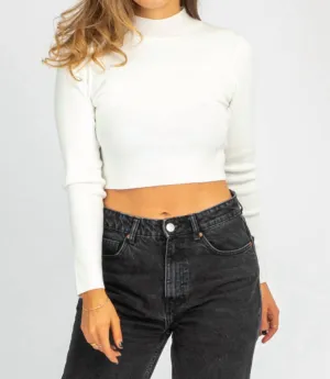 Pull col montant ouvert en ivoire