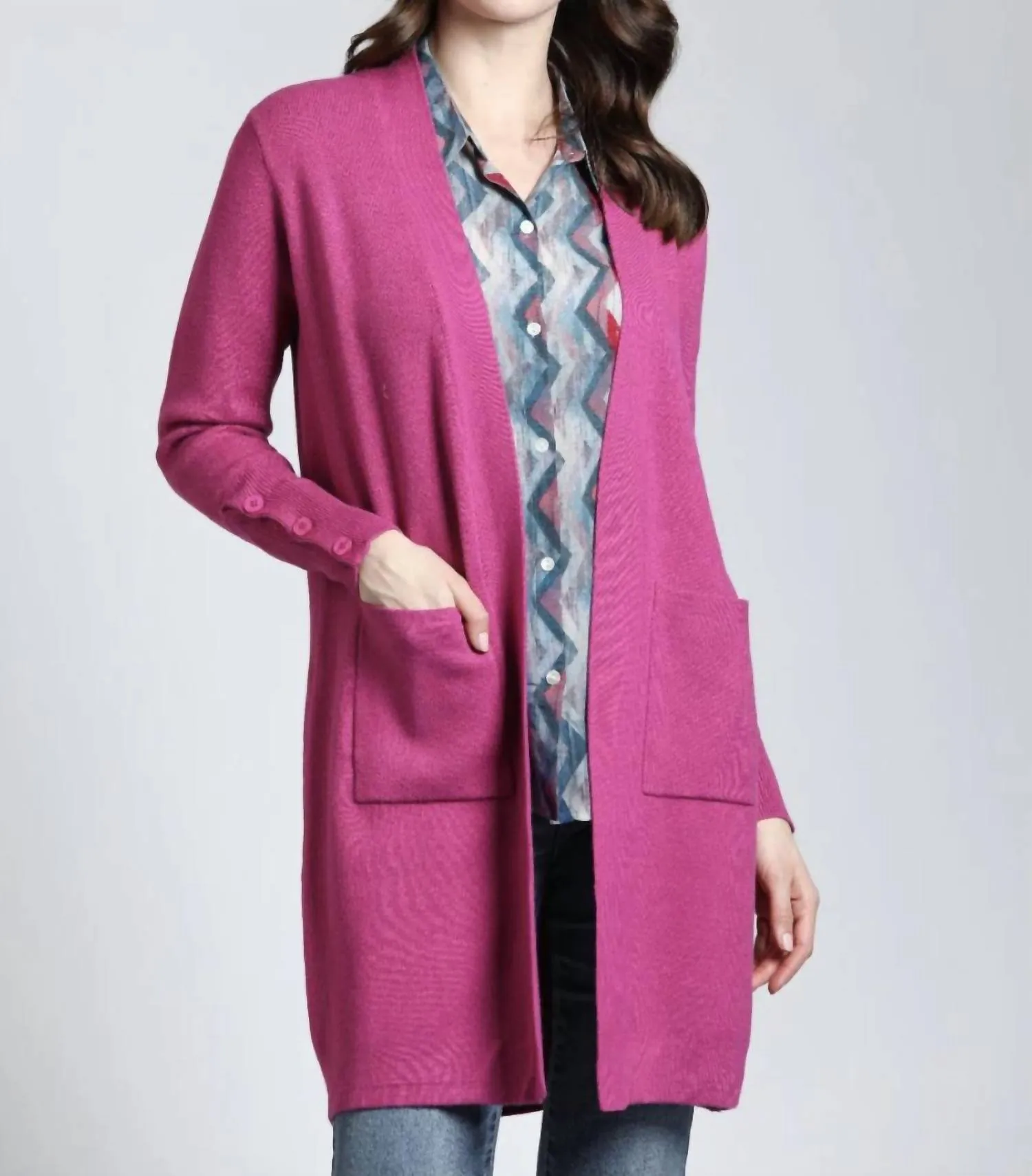 Cardigan ouvert devant en framboise