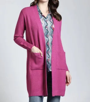 Cardigan ouvert devant en framboise