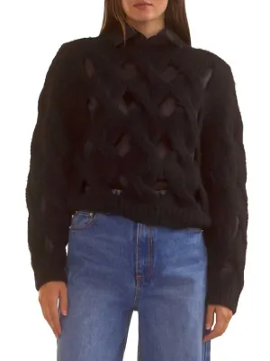 Pull à Mailles Ouvertes en Noir
