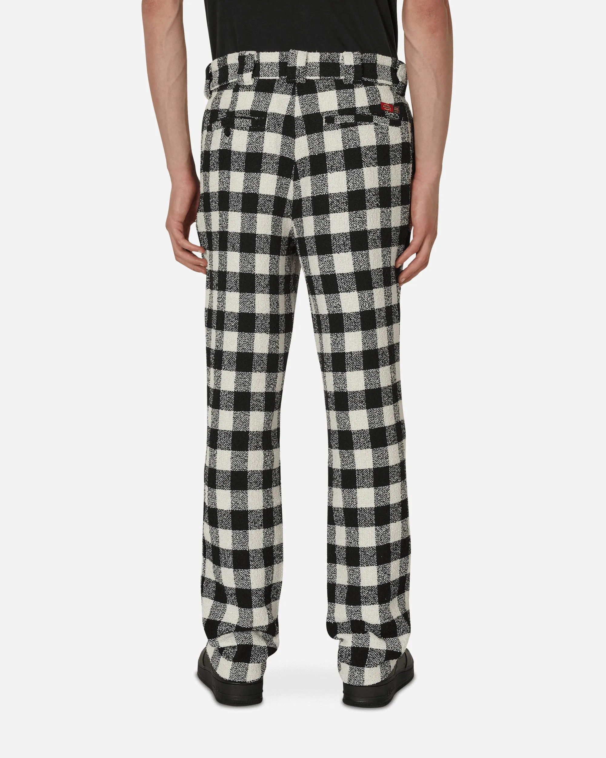 Non Woven Good Stretch Ability Opening Ceremony Tweed Check Pants Black