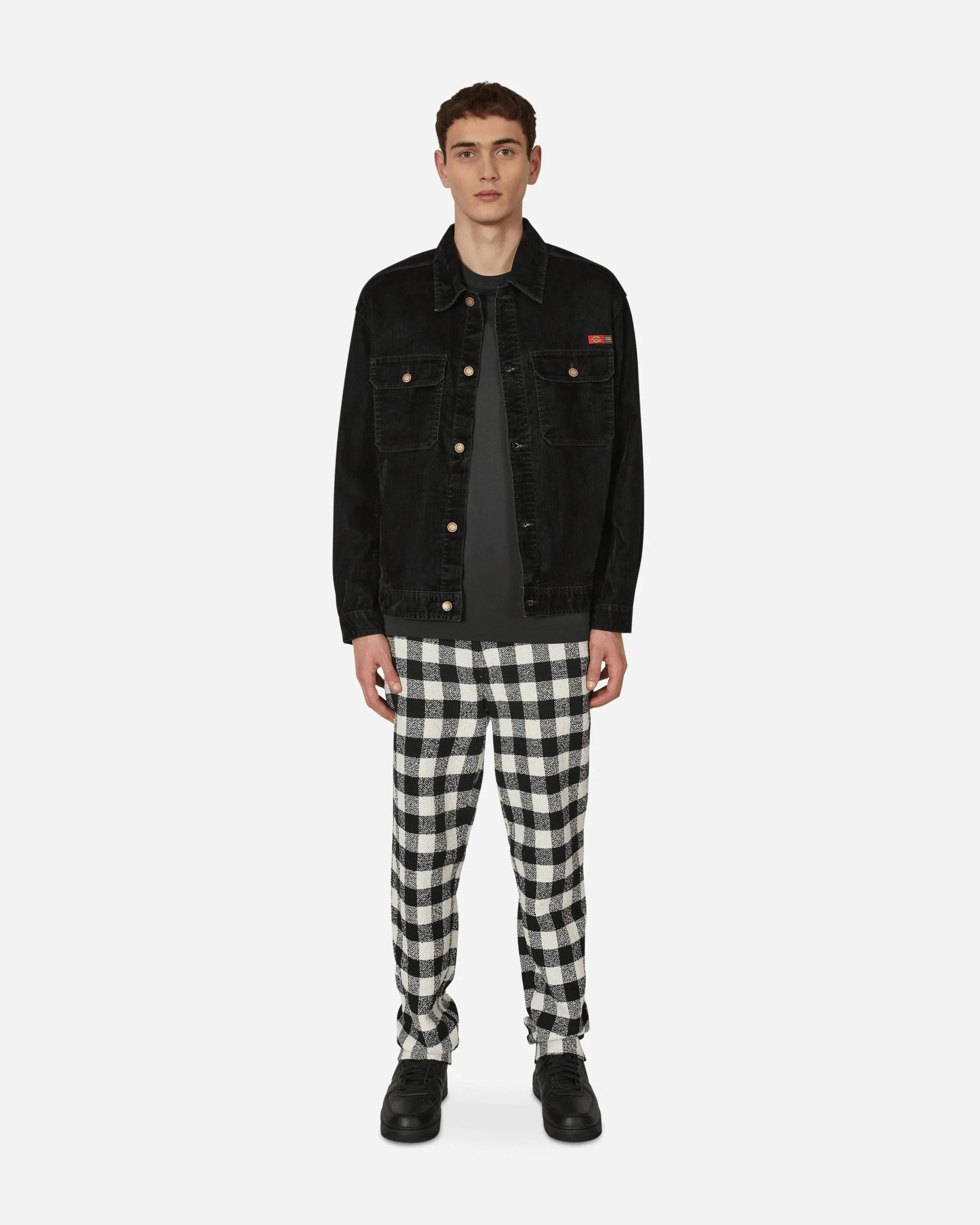 Static History Roll Up Sleeve Opening Ceremony Tweed Check Pants Black