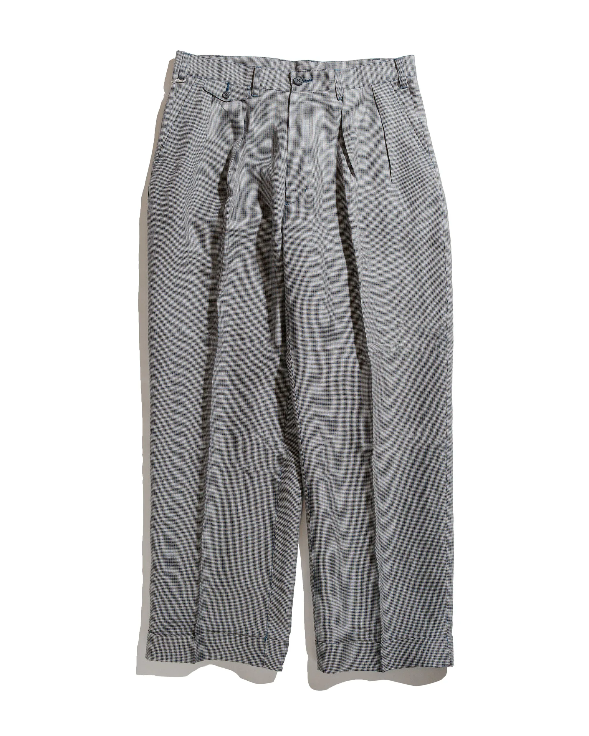 Moisture Wicking Function Low Elasticity Beams Plus 2Pleats Trousers Linen Cupra Gun Club Check Grey