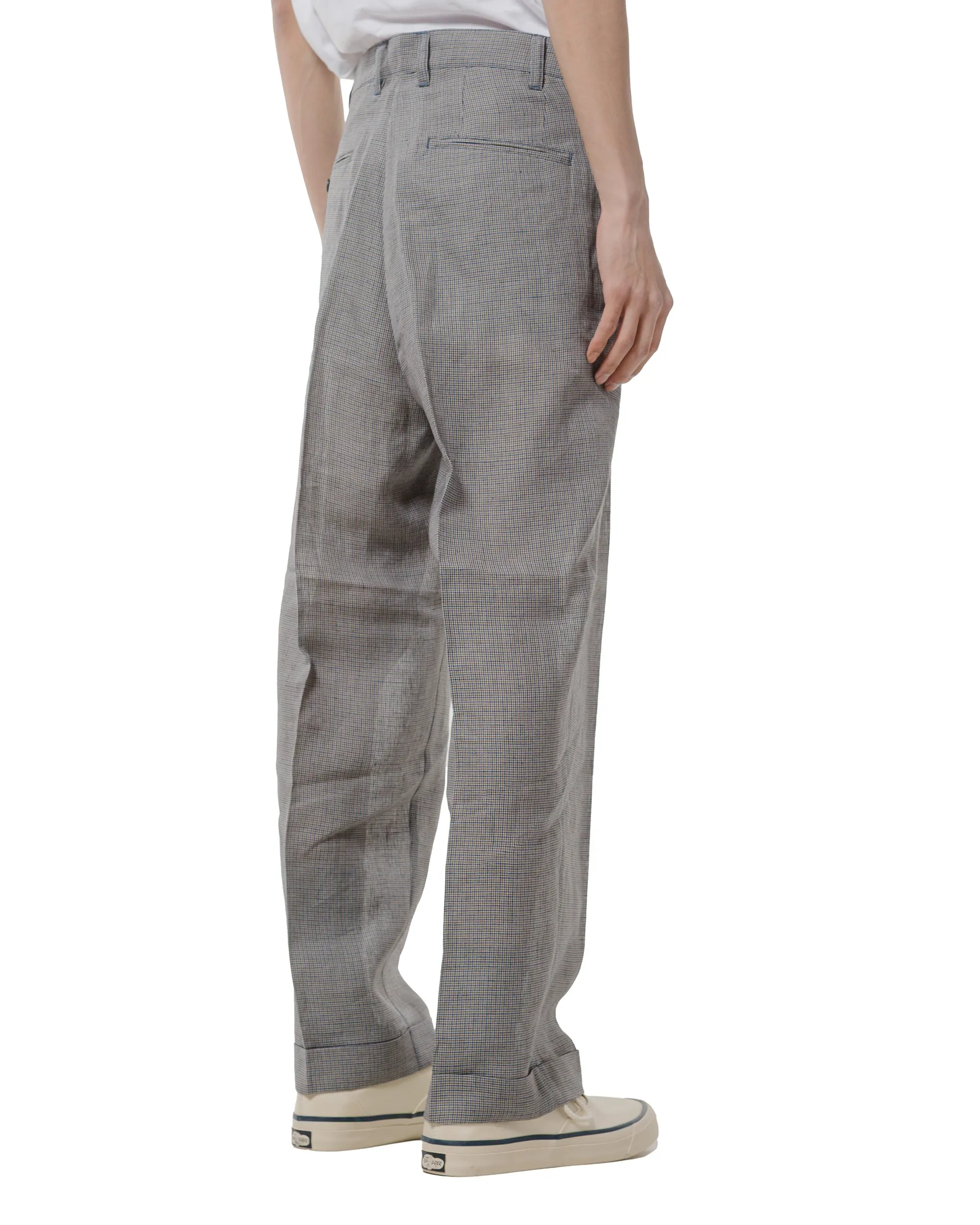 Beams Plus 2Pleats Trousers Linen Cupra Gun Club Check Grey Comfortable Elastic Energetic