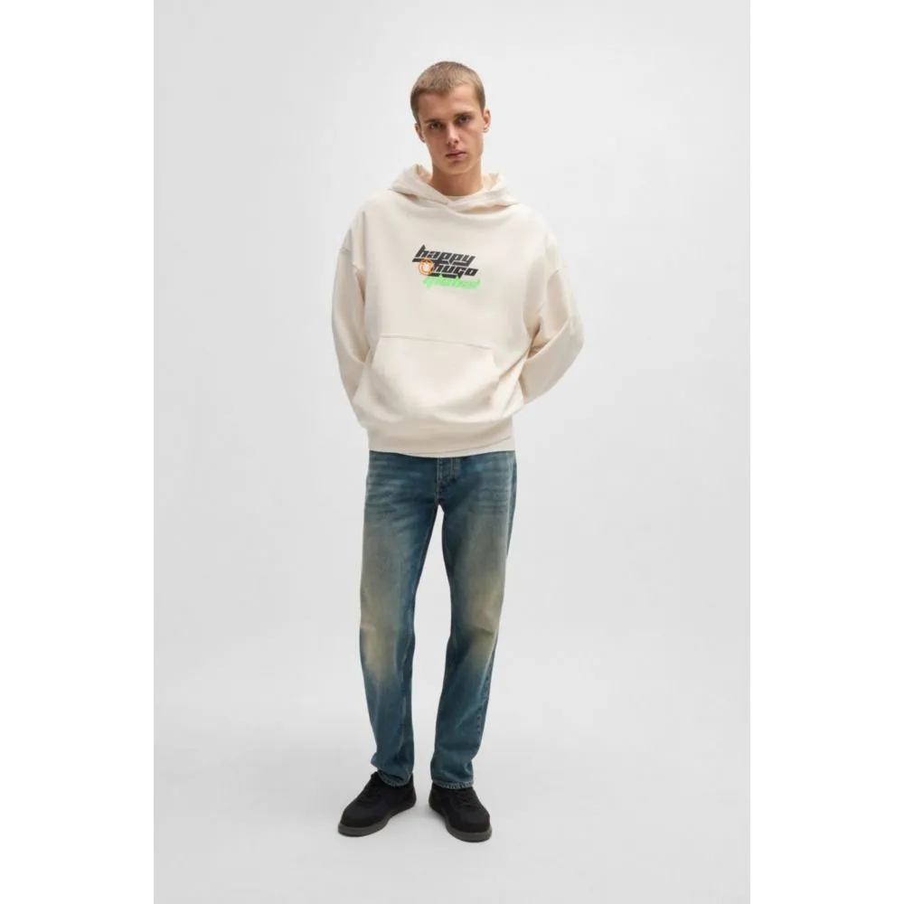 Pull à capuche en coton éponge oversize avec logo Happy HUGO
