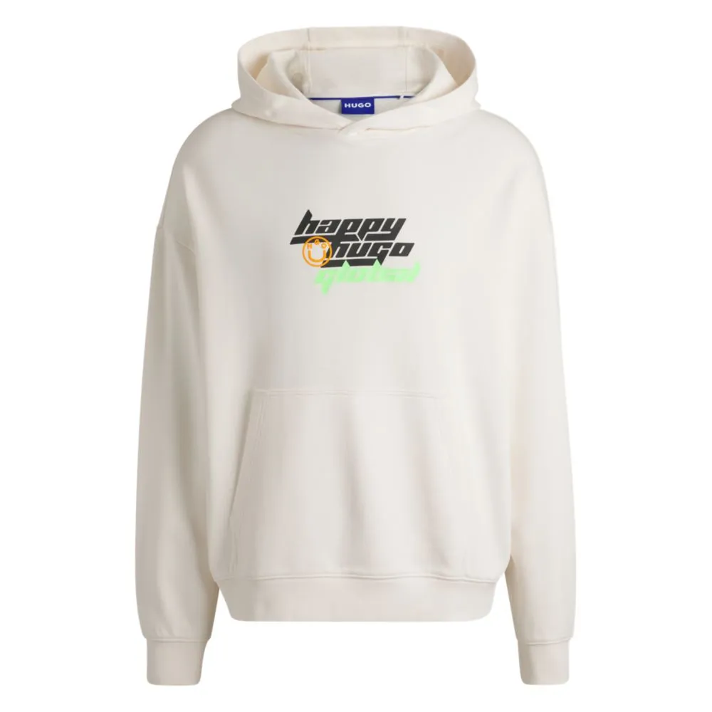Pull à capuche en coton éponge oversize avec logo Happy HUGO