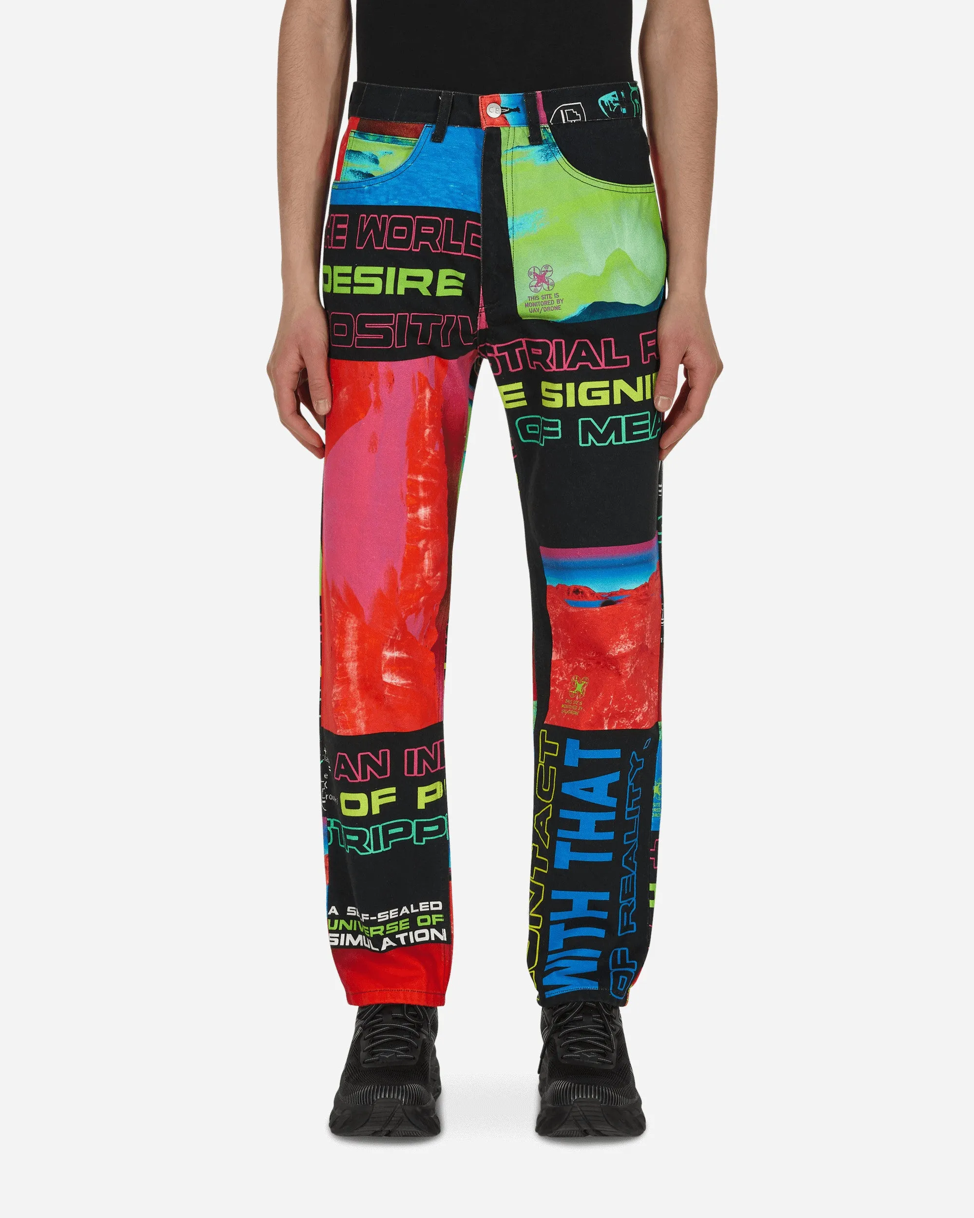 S.O.M 1994 Denim Pants Multicolor Color-Blocking Acid - Resistant