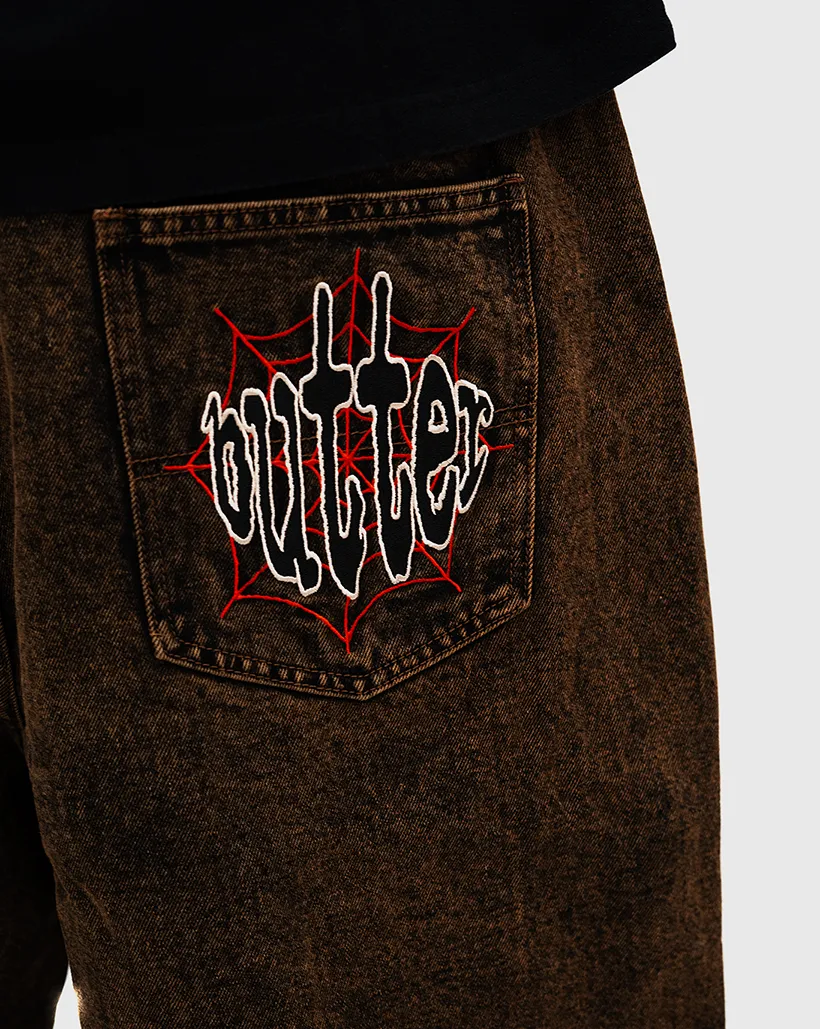 Odor Resistance Butter Goods Spider Denim Shorts - Acid Brown