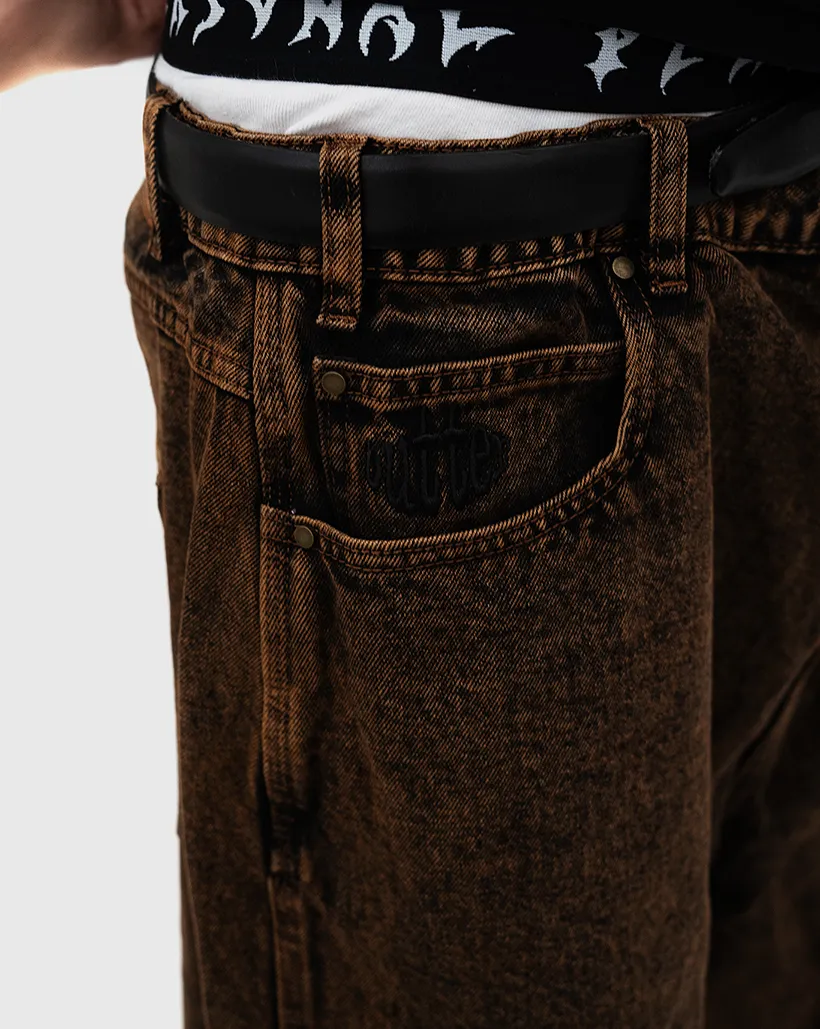 Comfortable Bohemian Volunteering Butter Goods Spider Denim Shorts - Acid Brown