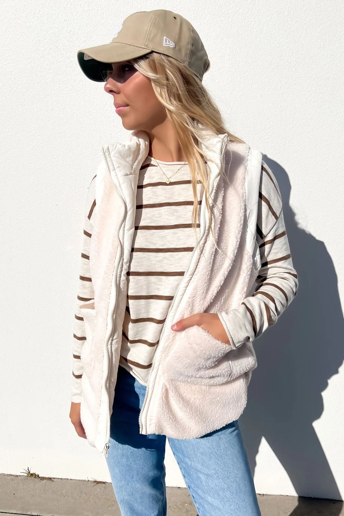 Pamela Reversible Vest White Leather Label Comfortable Size Range