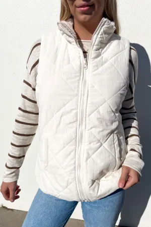 Forging Finish Soft Denim Pamela Reversible Vest White