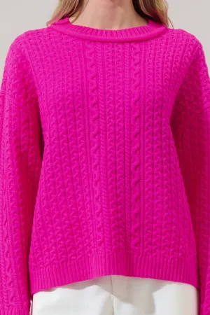 Pull Pammie Knit Lâché en Rose Néon