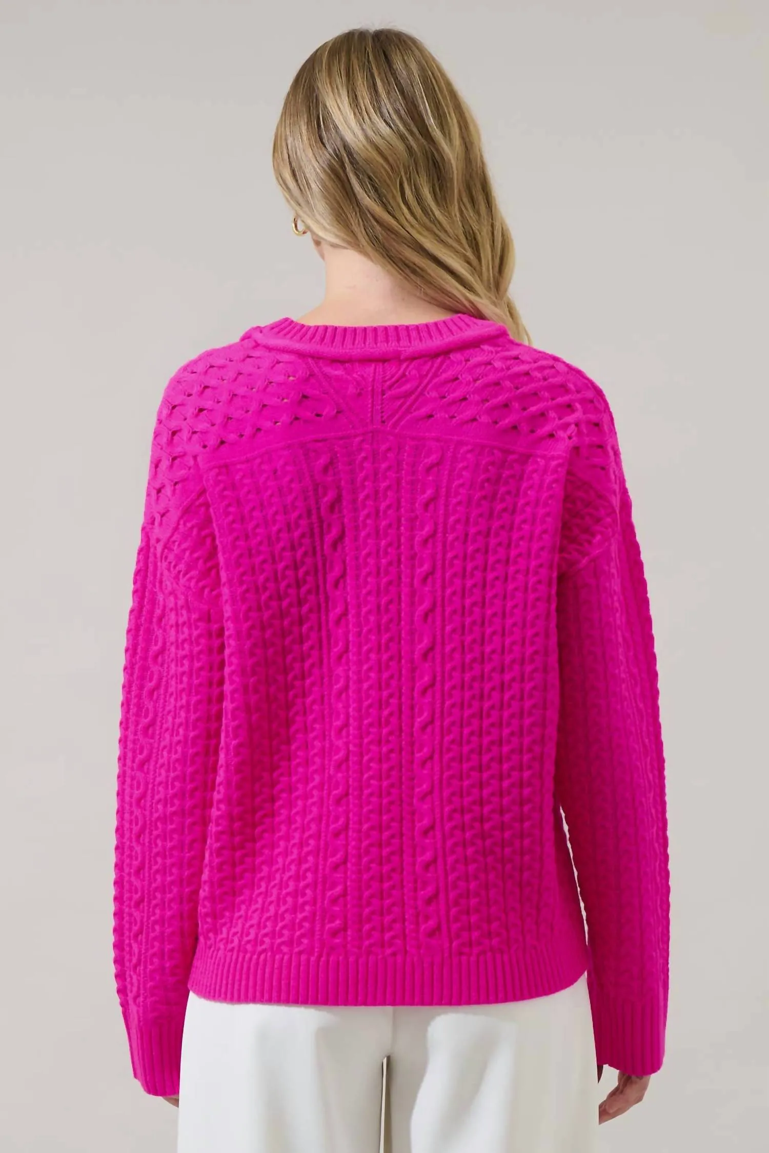 Pull Pammie Knit Lâché en Rose Néon