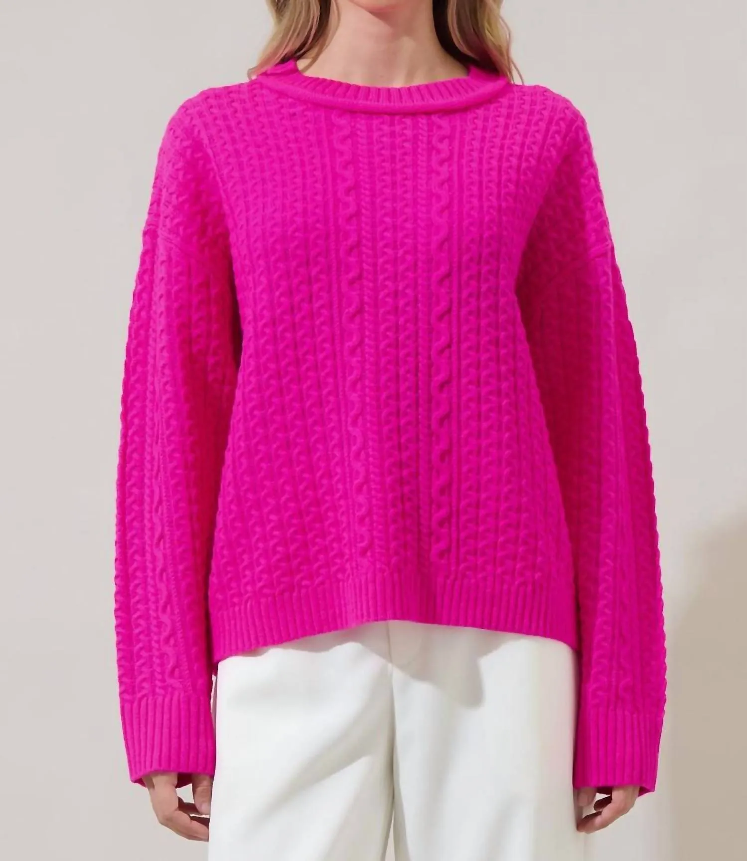 Pull Pammie Knit Lâché en Rose Néon