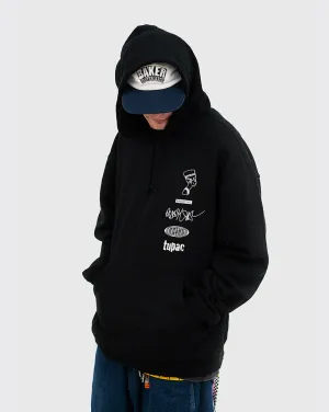 Coverstitch Relaxed Fit Design Primitive X Tupac Stay Up Hoodie - Black