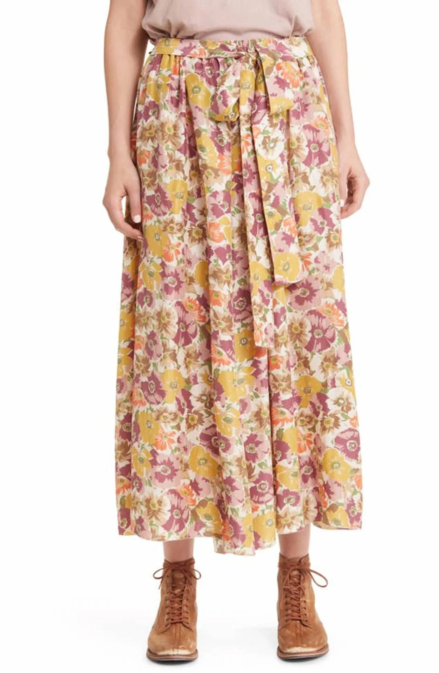 Jupe en Papyrus Fleur Lilas Doré