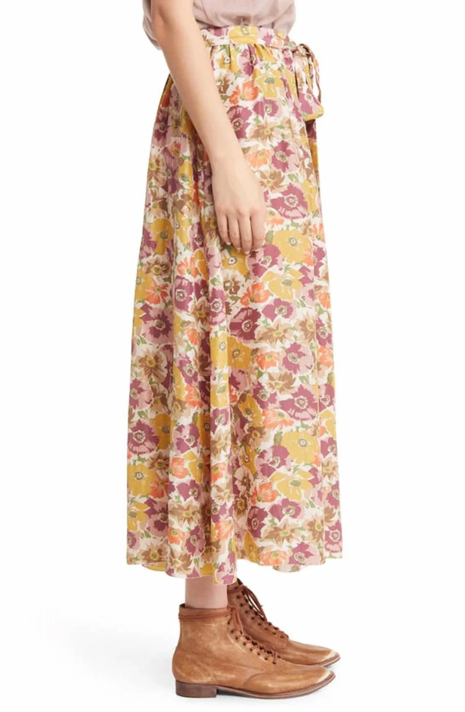 Jupe en Papyrus Fleur Lilas Doré