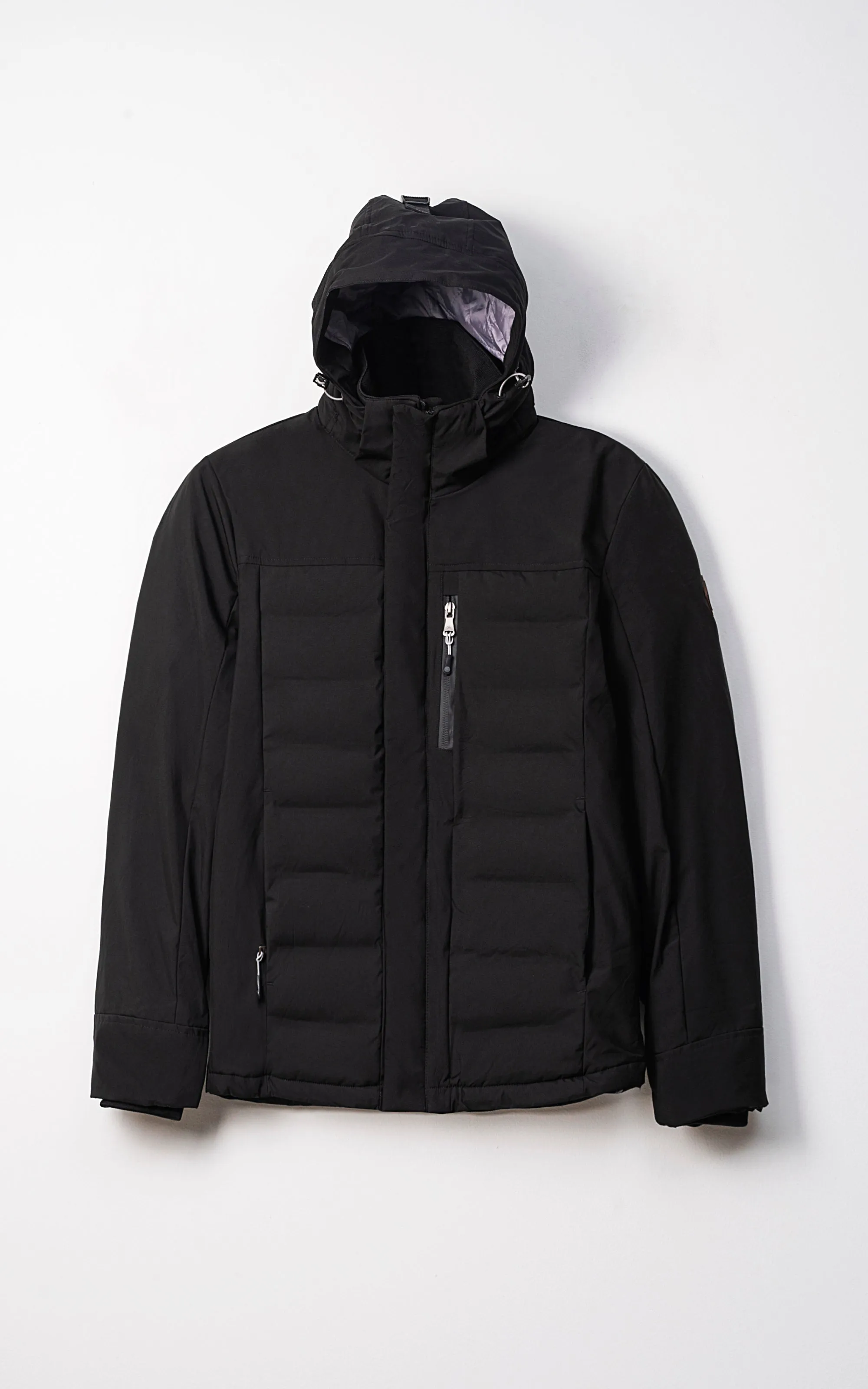 Lightweight Build Function Comfortable Velcro Up Over The Knee Boots Parka Jacket Full Sleeve Black